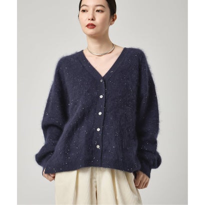 《予約》WOOLスパンコール カーディガン （ネイビー）｜詳細画像
