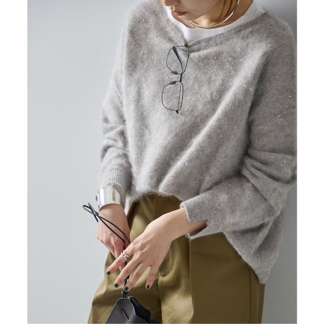 《予約》WOOLスパンコール プルオーバー （グレー）