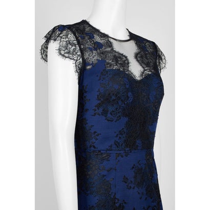 JS COLLECTION ◆上品ブルーにブラックレースのエレガントなロングドレス｜詳細画像
