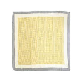 70×70cmサイズ・ヴィンテージ風サテン生地スカーフ・バンダナ・ストール/100011 （Yellow）