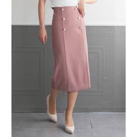 ロング丈・パールボタン付きタイトスカート/22077 （Pink）