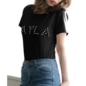 パールロゴデザインTシャツ・トップス・カットソー/510736 （Black）