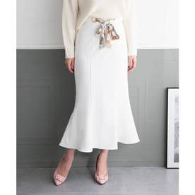 ロング丈スカーフリボン付きマーメイドスカート/21660 （White）