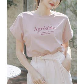 Agreable刺繍ロゴフレンチスリーブTシャツ/23064 （Pink）