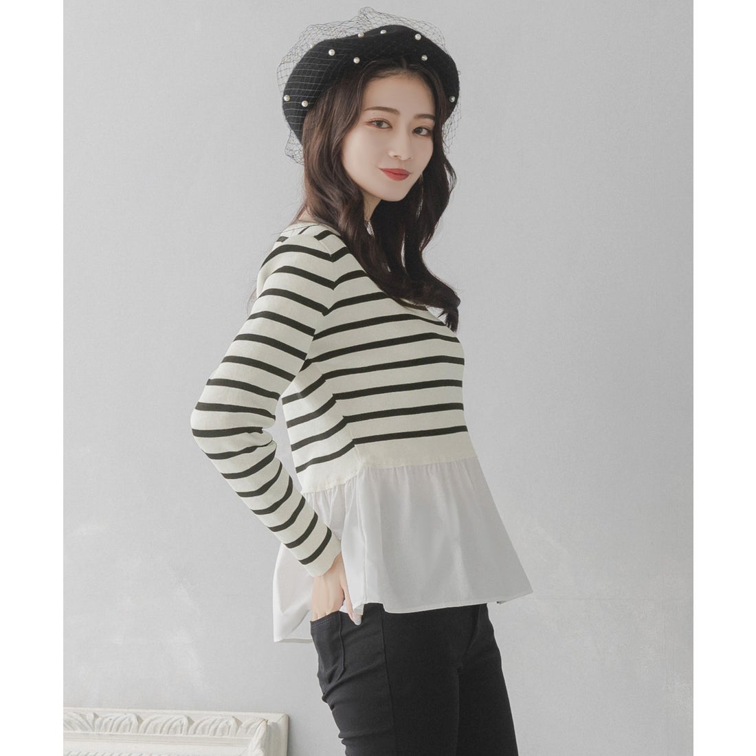ジュリアブティック JULIA BOUTIQUE ペプラムドッキングニットトップス 