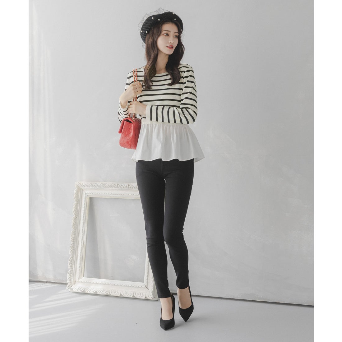 ジュリアブティック JULIA BOUTIQUE ペプラムドッキングニットトップス 
