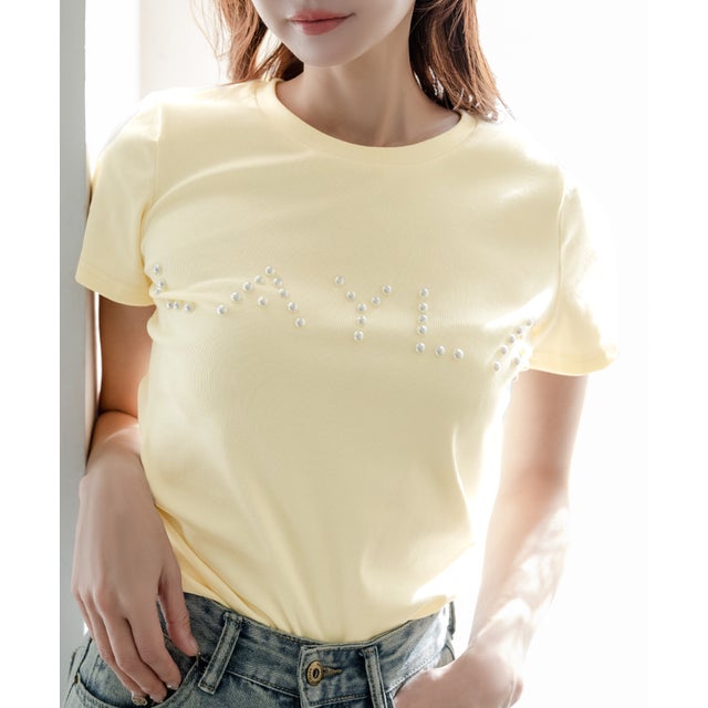 
                    パールロゴデザインTシャツ・トップス・カットソー/510736 （Yellow）