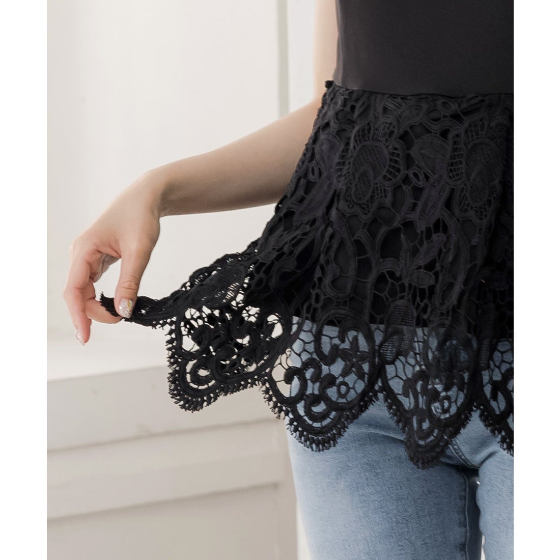 ジュリアブティック JULIA BOUTIQUE 裾レースペプラムトップス [24078 