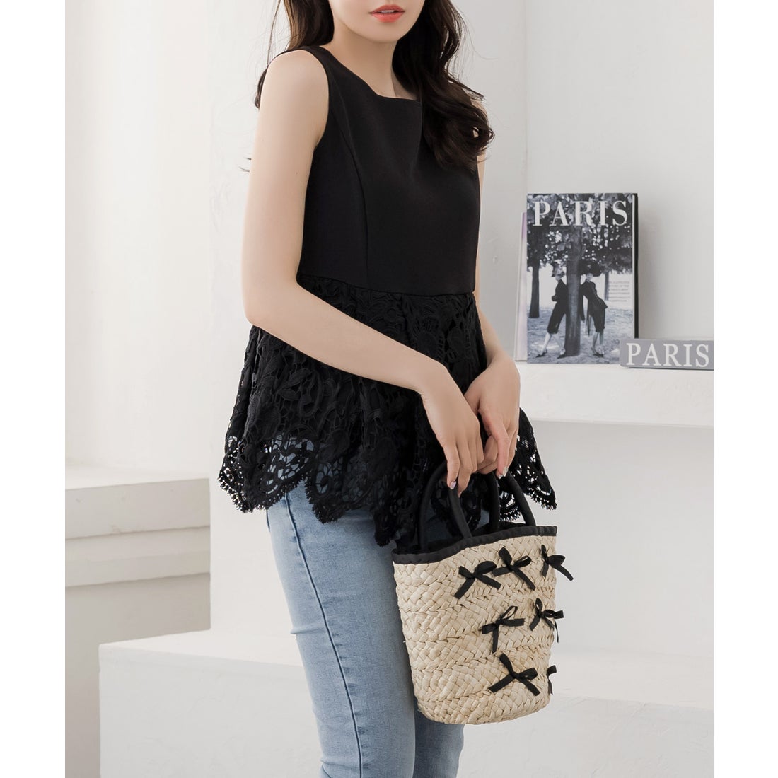 ジュリアブティック JULIA BOUTIQUE 裾レースペプラムトップス [24078 