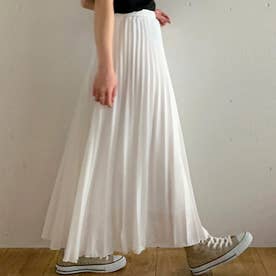 プリーツロングスカート スカート プリーツ 韓国ファッション （ホワイト）