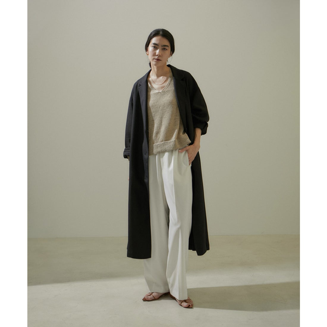 サロン アダム エ ロペ SALON adam et rope' [24SS]リネンライクガウン