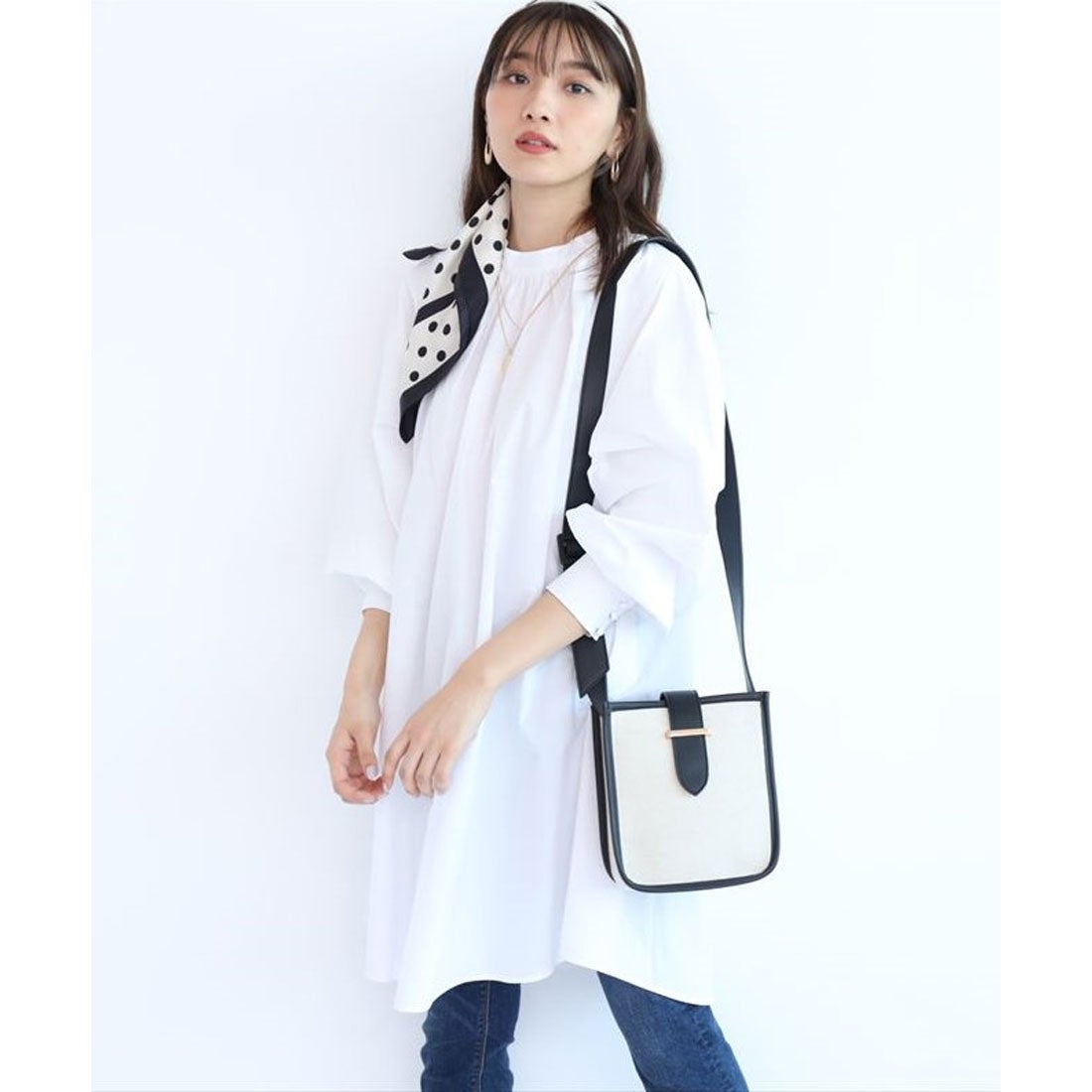 ジャスグリッティー JUSGLITTY シャツレイヤードニットワンピース 
