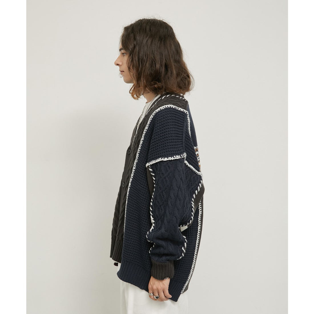 ジュンレッド JUNRed クレイジーパターンステッチカーディガン 