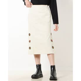 リング刺繍付きタイトスカート （ベージュ）