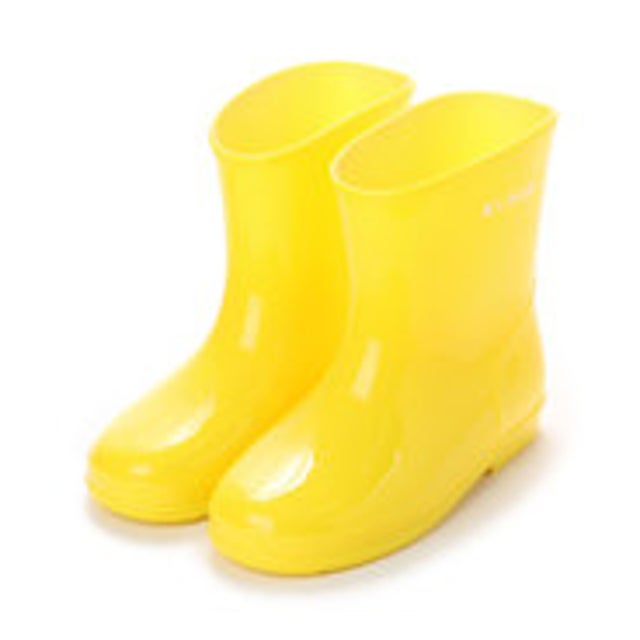 
                    キッズ ショート レインブーツ レインシューズ 長靴 雨靴 完全防水 幅広 防滑 シンプル かわいい パステル デコレーションブーツの素材として最適 kp_17003 （YELLOW）
