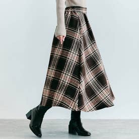 スカート《ツイードチェックフレアスカート 全4色 2サイズ》 ［job0022］ （ブラウン）