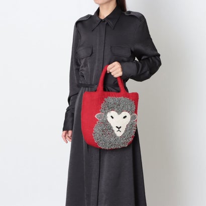羊刺繍フェルトバッグ （レッド）｜詳細画像