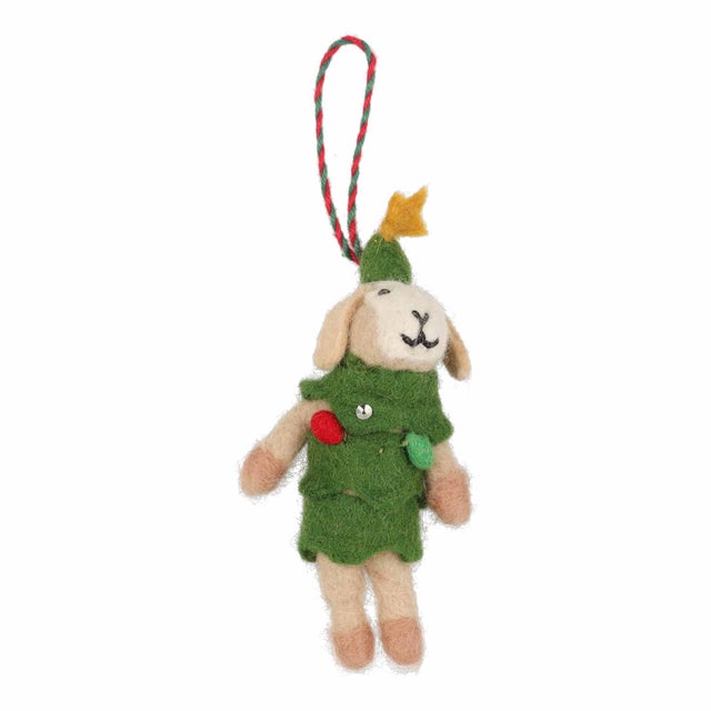 フェルトオーナメント クリスマスひつじ （グリーン）
