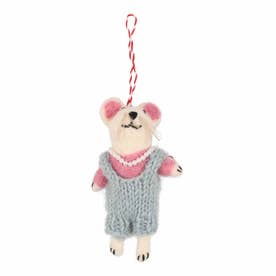 フェルトオーナメント おめかしネズミ （ピンク）
