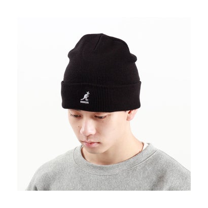 カンゴール 帽子 ニット帽 メンズ レディース ブランド KANGOL ニットキャップ ビーニー ニットワッチ 2WAY アクリル 234ー069619 （ブラック）｜詳細画像