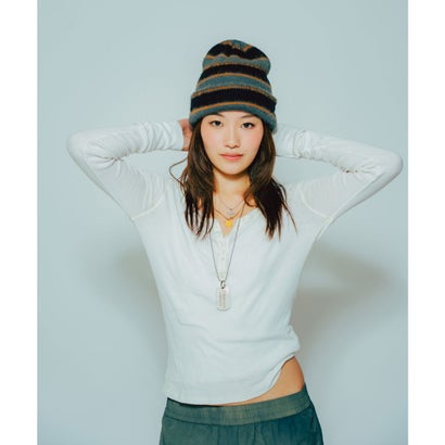 KANGOL FUZZY STRIPE BEANIE / カンゴール （CHARCOAL (03)）｜詳細画像