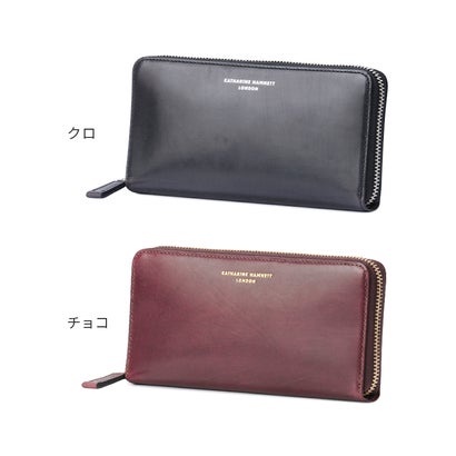 キャサリンハムネット 長財布 ラウンドファスナー 本革 イタリアンカーフレザー KATHARINE HAMNETT calf 490-50804 （クロ）｜詳細画像
