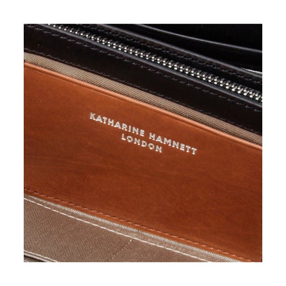 キャサリンハムネット 長財布 ラウンドファスナー 本革 イタリアンカーフレザー KATHARINE HAMNETT calf 490-50804 （チョコ）｜詳細画像