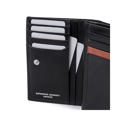 キャサリンハムネット 二つ折り財布 ミドル財布 L字ファスナー 本革 イタリアンカーフレザー KATHARINE HAMNETT calf 490-50803 （クロ）｜詳細画像