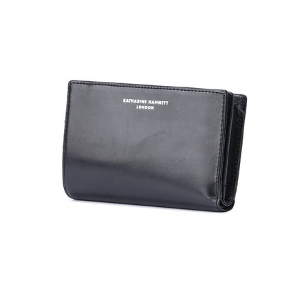 キャサリンハムネット 二つ折り財布 ミドル財布 L字ファスナー 本革 イタリアンカーフレザー KATHARINE HAMNETT calf 490-50803 （チョコ）｜詳細画像
