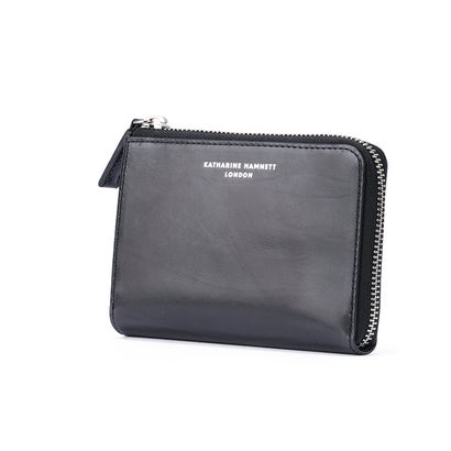 キャサリンハムネット 財布 ミドル財布 Lラウンドファスナー 本革 イタリアンカーフレザー KATHARINE HAMNETT calf 490-50801 （チョコ）｜詳細画像