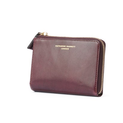 キャサリンハムネット 財布 ミドル財布 Lラウンドファスナー 本革 イタリアンカーフレザー KATHARINE HAMNETT calf 490-50801 （チョコ）｜詳細画像