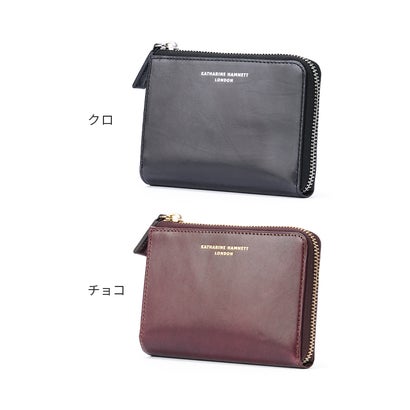 キャサリンハムネット 財布 ミドル財布 Lラウンドファスナー 本革 イタリアンカーフレザー KATHARINE HAMNETT calf 490-50801 （チョコ）｜詳細画像