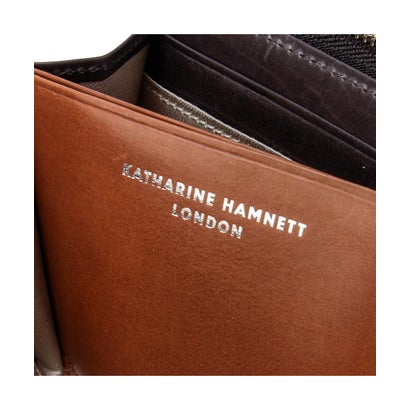 キャサリンハムネット 財布 ミドル財布 Lラウンドファスナー 本革 イタリアンカーフレザー KATHARINE HAMNETT calf 490-50801 （チョコ）｜詳細画像