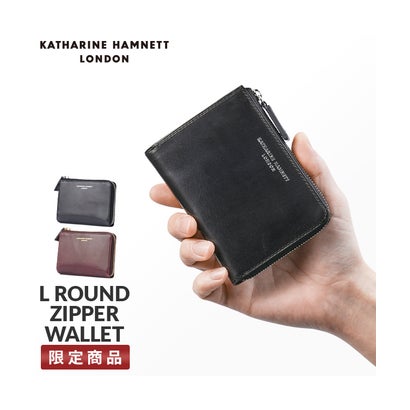 キャサリンハムネット 財布 ミドル財布 Lラウンドファスナー 本革 イタリアンカーフレザー KATHARINE HAMNETT calf 490-50801 （クロ）｜詳細画像