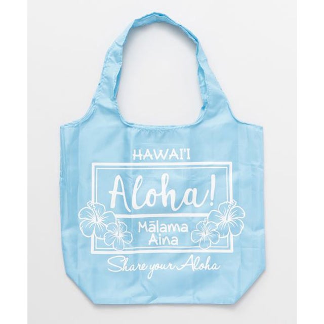 
                    【Kahiko】Aloha レインボーエコバッグ スカイブルー