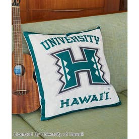 【Kahiko】University of Hawaii ホワイトクッションカバー ホワイト×グリーン