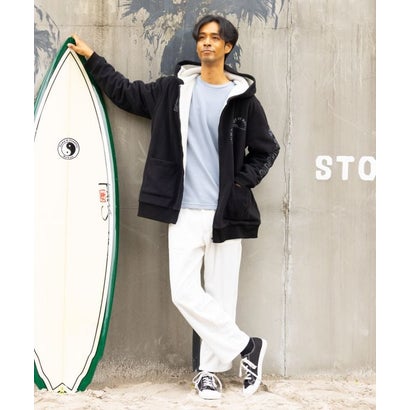 パイアフリースメンズジップアップアウター【SURF&Palms】 （ブラック）｜詳細画像