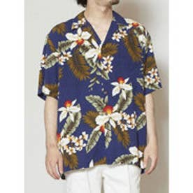 【Kahiko】TWO PALMS ハワイアンMEN'Sアロハシャツ ネイビー