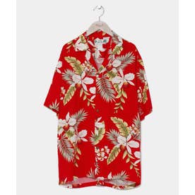 【Kahiko】TWO PALMS ハワイアンMEN'Sアロハシャツ レッド