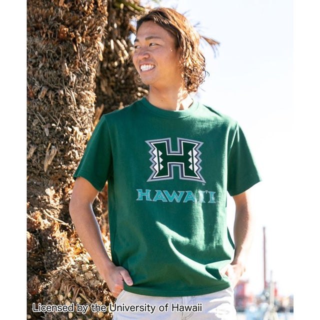 
                    【Kahiko】University of Hawaii フロッキーロゴメンズTシャツ グリーン