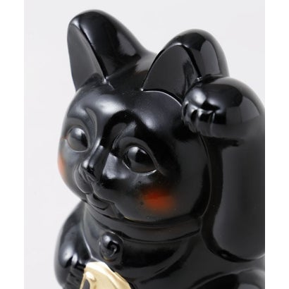 【カヤ】常滑焼 ほっぺ招き猫4号 貯金箱 ブラック｜詳細画像