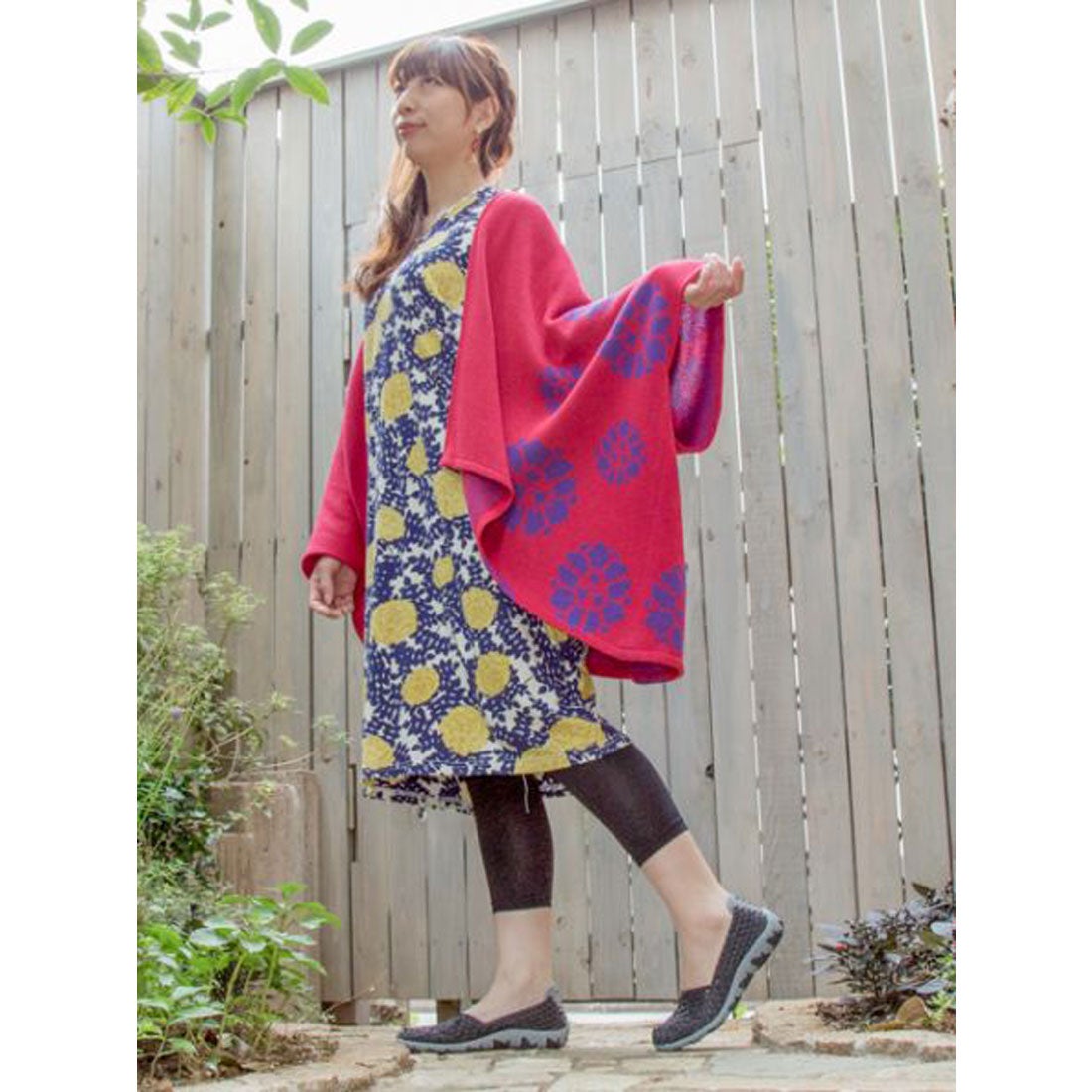 カヤ】紋色羽織り ビッグシルエットニットカーディガン 桜