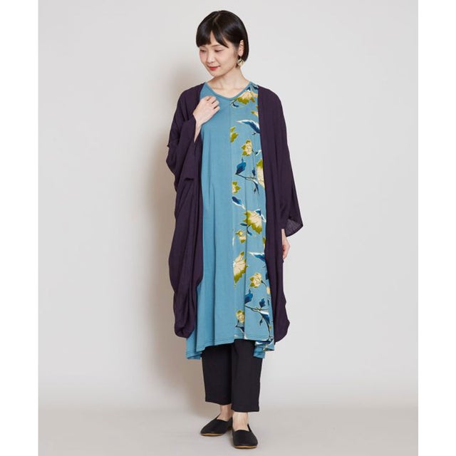【カヤ】重ね色 葵ワンピース＆羽織りセット UVカット加工 ブルー