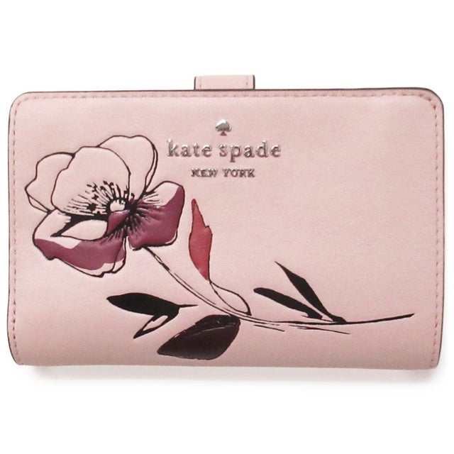 Kate spade ケイトスペード アウトレット  財布  フローラル ミディアム バイフォールド ウォレット （クリスプピーチ）