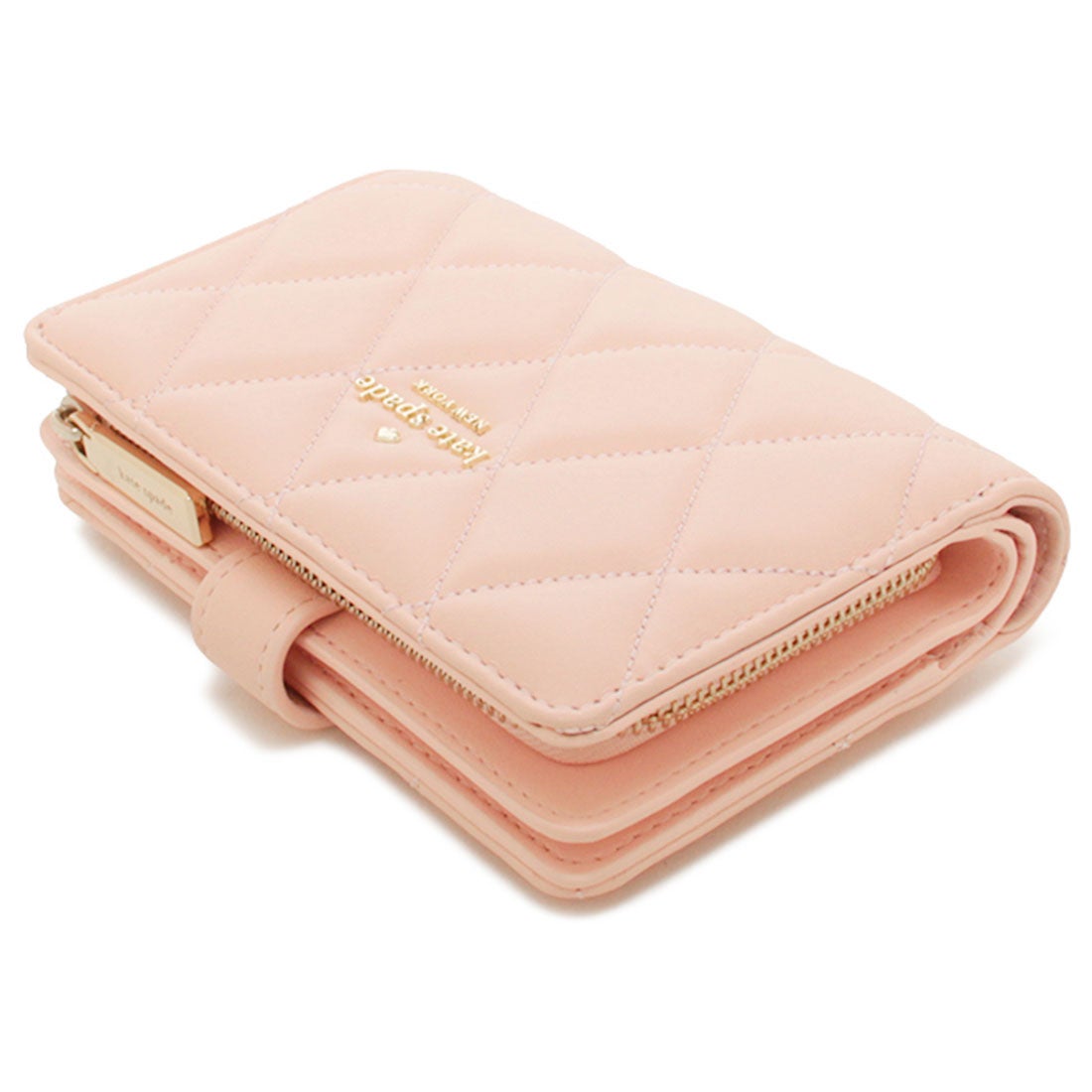 【ハワイ購入】ケイトスペード キルティング 二つ折り財布 カードケース ピンク