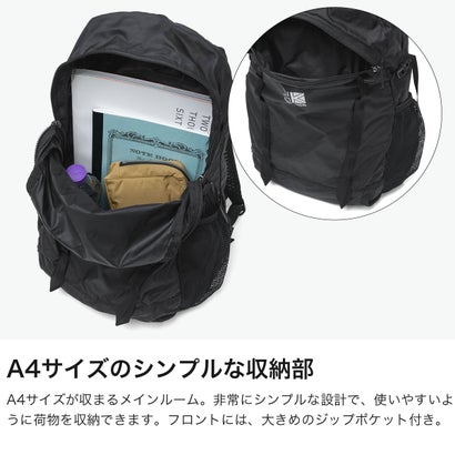 リュック メンズ レディース リュックサック バックパック ブランド カジュアル パッカブル バッグ 軽量 軽い 畳める デイパック おしゃれ A4 20L ventis VT F 20 501291 （Black）｜詳細画像
