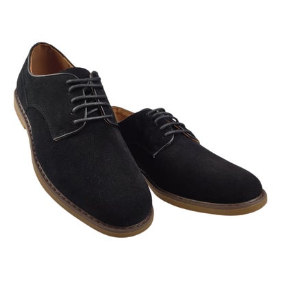 カンザン ブルーレーベル KANZAN-BLUE LABEL- KANZAN -blue label- オンオフ兼用 フェイクスエード レースアップ プレーントゥシューズ （ブラック）｜詳細画像