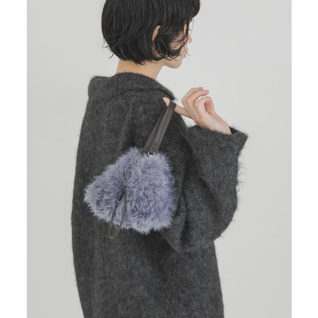 フラッフィー巾着ミニBAG （ブルー）
