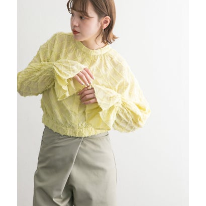 ケービーエフ KBF カットジャガードクロップドブラウス （YELLOW）｜詳細画像