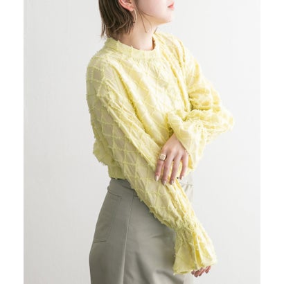 ケービーエフ KBF カットジャガードクロップドブラウス （YELLOW）｜詳細画像